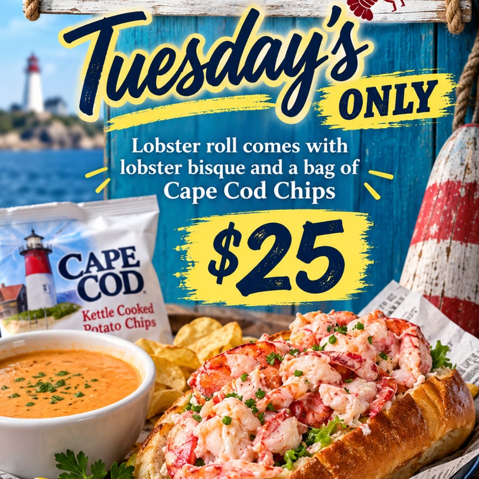 Tuesday lobster roll special flyer