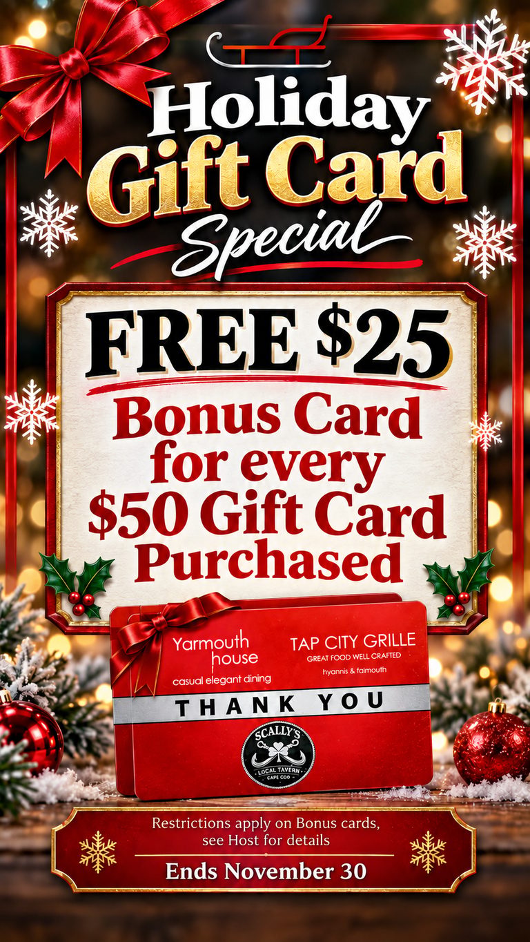 Buy a $50 Gift Card, Get a FREE $25 Bonus Card