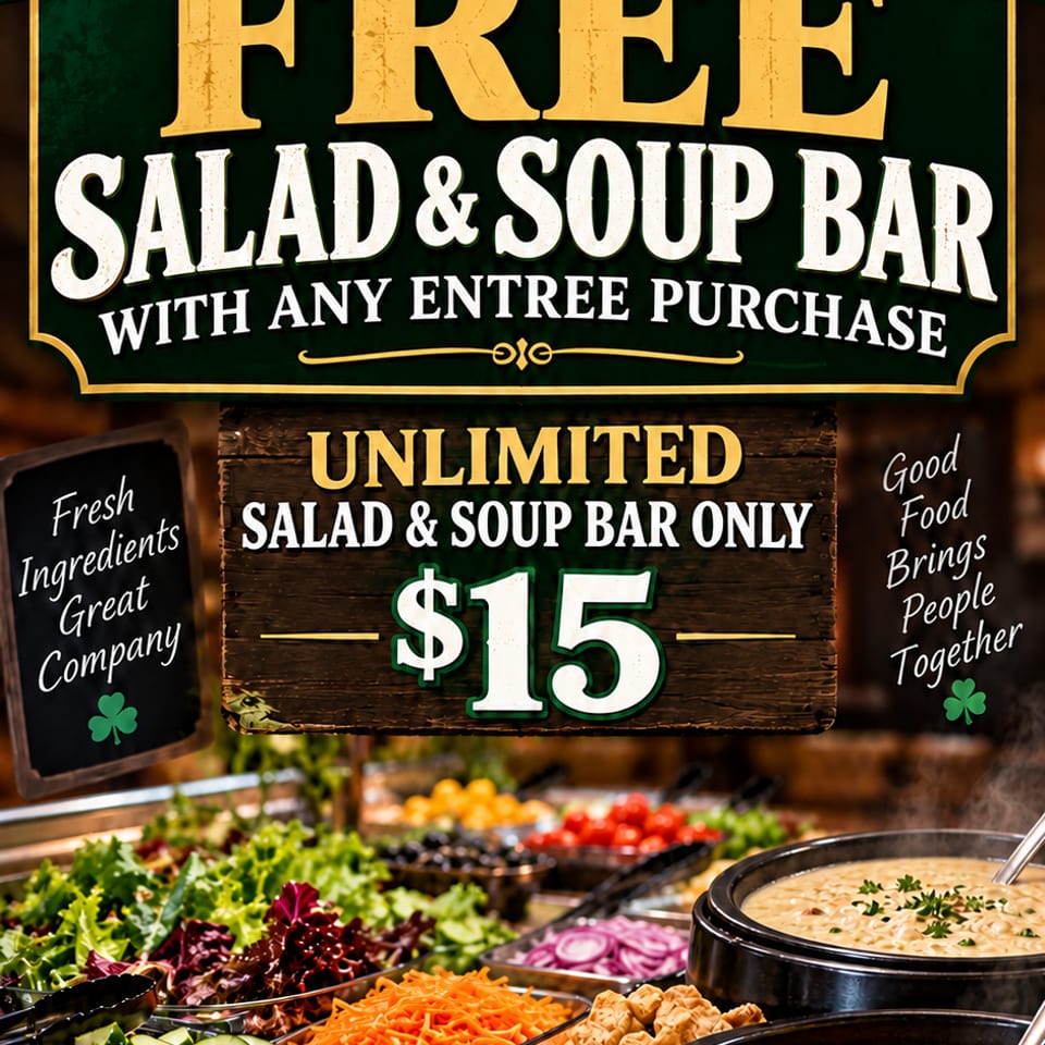 Sunday salad and soup bar flyer