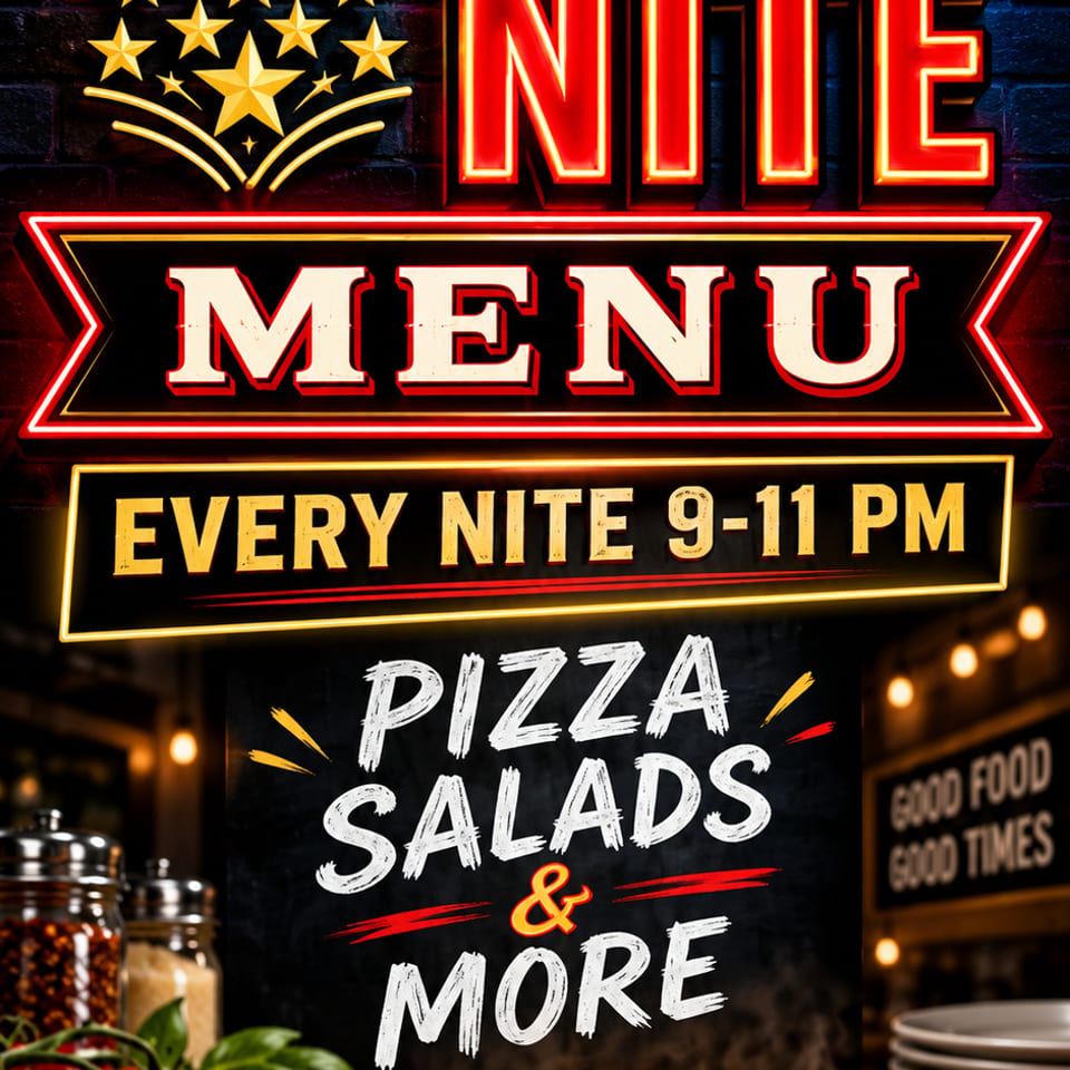 Late night menu flyer
