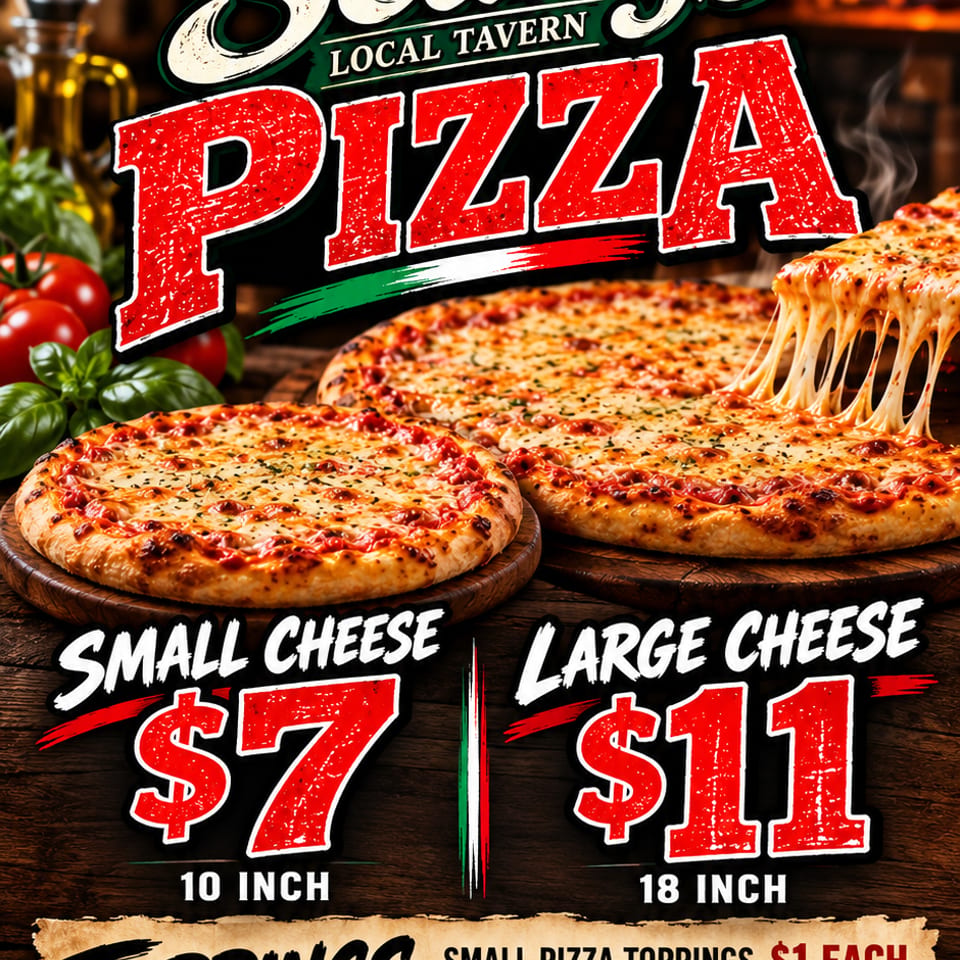 Thursday pizza special flyer