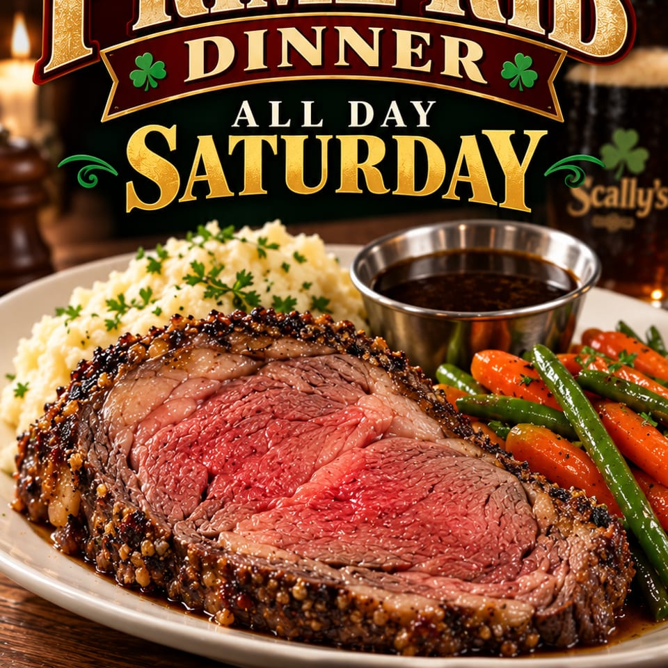 Saturday prime rib dinner flyer
